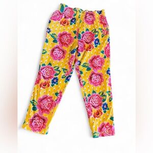 Adrienne Vittadini Yellow and Pink Floral Pants